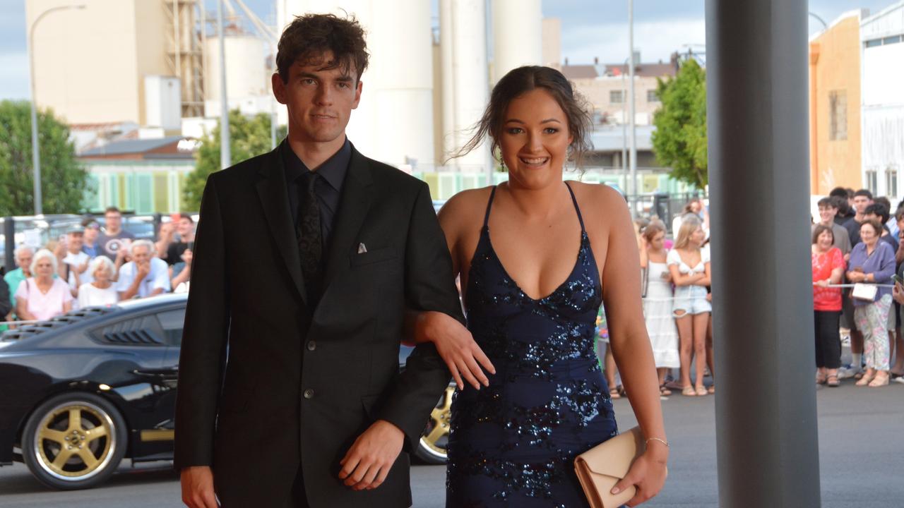 Toowoomba school formals. At the 2023 St Ursula's College formal is graduate Erin Fea with her partner Cooper Temple-Watts. Picture: Rhylea Millar