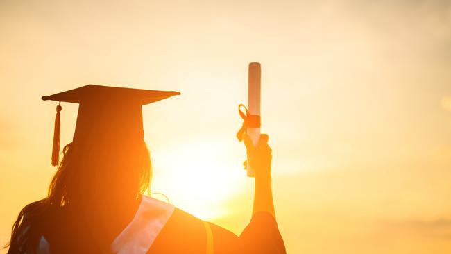 Graduates wear a black hat to stand for congratulations on graduation