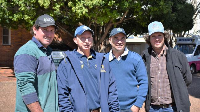 Jim Pidgeon, Hally, Dom Stower, and Jason Magee at Grammar Downlands Day, Saturday, August 19, 2023. Picture: Peta McEachern