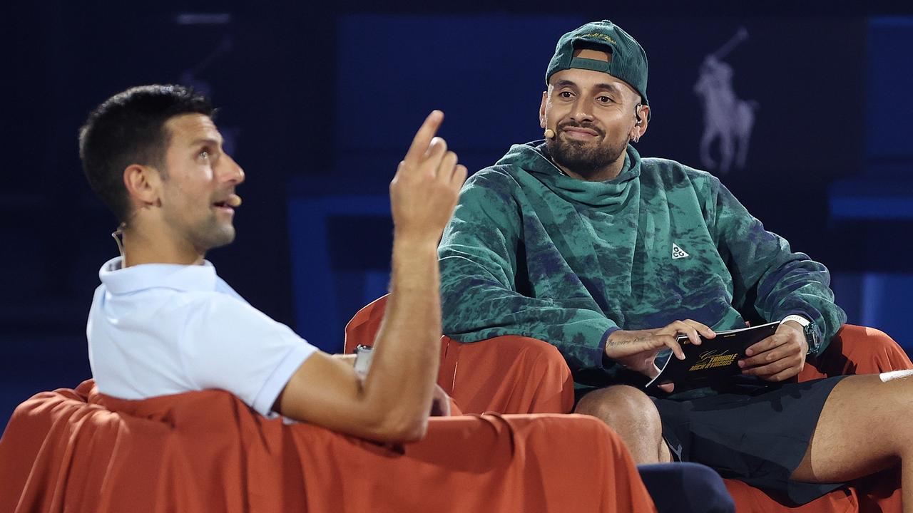 Bro with someone who looks at you like Kyrgios looks at Djoker. Photo by Kelly Defina/Getty Images