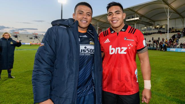 Allan Alaalatoa of the Brumbies and his brother, Michael Alaalatoa of the Crusaders.