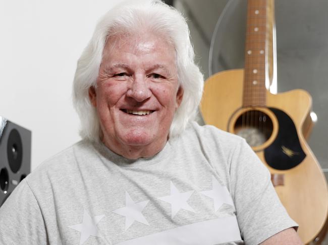 Country rock legend Jade Hurley who had arthiritis and couldn't play the piano. He is now much better thanks to a breakthrough ingredient, pictured at his studio in Blakehurst. Picture: Jonathan Ng