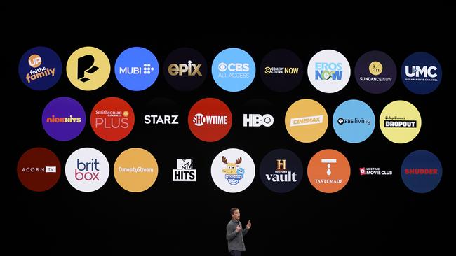 Some of the channels available with Apple TV+. Picture: AP