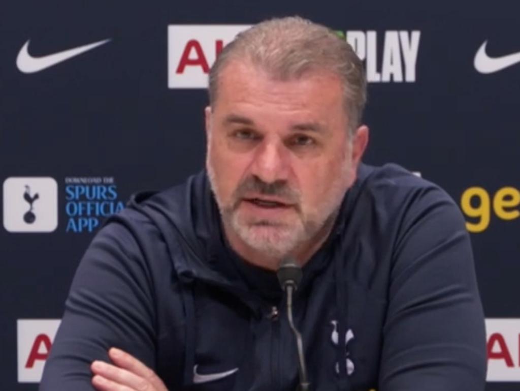 Ange Postecoglou was frustrated after a reporter asked about Tottenham's finances. Picture: Supplied
