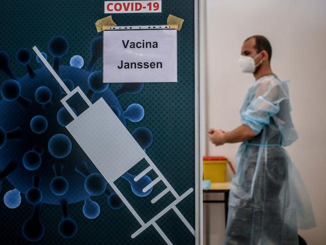 A healthcare worker prepares to administer a dose of a Covid-19 vaccine at a vaccination centre in Lisbon. Picture: AFP