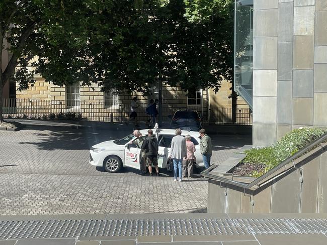 The loved ones of murdered midwife Rachel Wake leaving the Supreme Court of Tasmania after a guilty plea by Darren Mark Wake. Picture: Amber Wilson