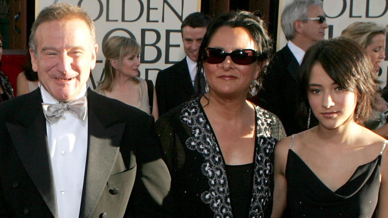 Williams with his then-wife Marsha Garces Williams and daughter Zelda at the 2005 Golden Globes. Picture: Kevin Winter/Getty Images