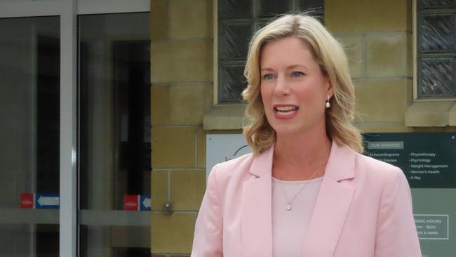 Labor MP for Lyons Rebecca White speaks to the media at Bridgewater on Wednesday, February 12, 2025.