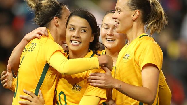 Sam Kerr has been in sensational goalscoring form for the Matildas in the last 12 months.
