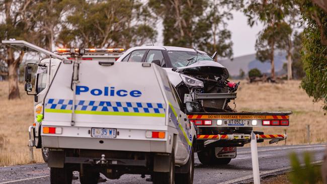 The scene of a fatal road accident at Copping in Tasmania. The Easter weekend saw 13 deaths on roads across the country, including six in NSW. Picture: Linda Higginson