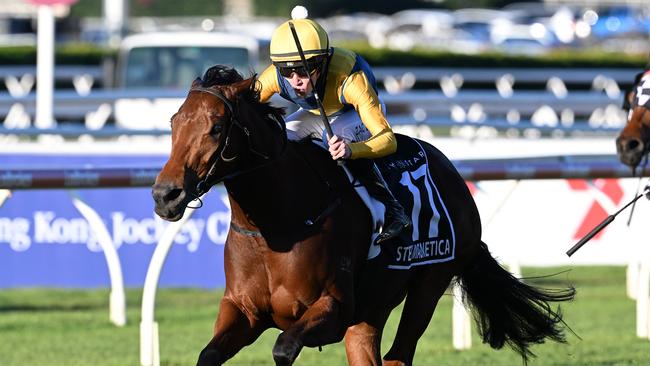 Stefi Magnetica takes out the Group 1 Stradbroke Handicap Picture: Grant Peters