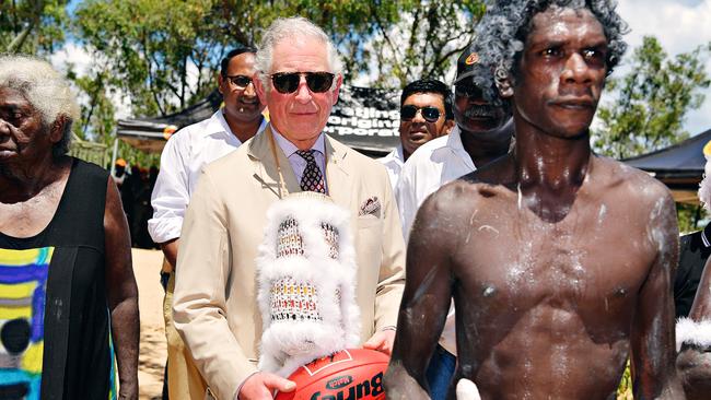 His Royal Highness Prince Charles is welcomed to country with a sacred â€˜Wuyalâ€™ ceremony, which will reveal the Malka (feather) string that connects the Rirratjingu people to their land. Led by traditional owner and ceremony leader Witiyana Marika, at Mount Nhulun where the spirit being Wuyal (sugar bag honey man) climbed to the top of the hill and named the areas around Nhulunbuy, and gave the Rirratjingu people their sacred knowledge. The Prince of Wales then met with senior members of the Rirratjingu Aboriginal Corporation, and Dhimurru Aboriginal Corporation during the first day of his visit to the Northern Territory.