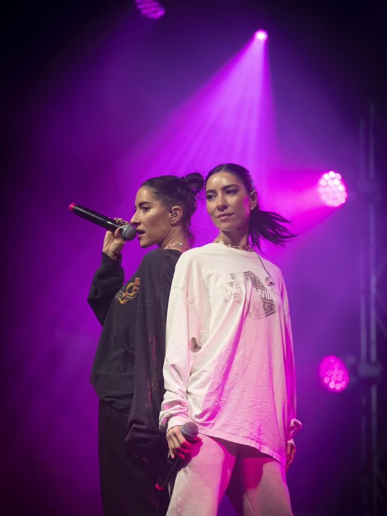 The Veronicas rocking the Royal Hobart Regatta Grounds in Tasmania on December 30, 2020.