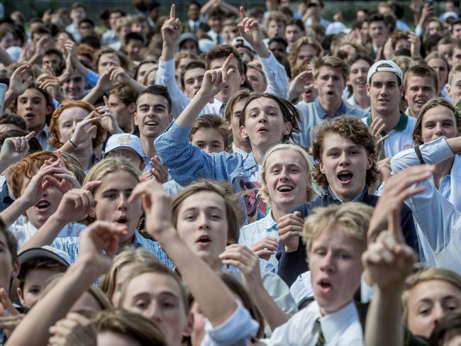 Trinity Grammar students protest over the sacking of deputy headmaster Rohan Brown. Picture: Jake Nowakowski