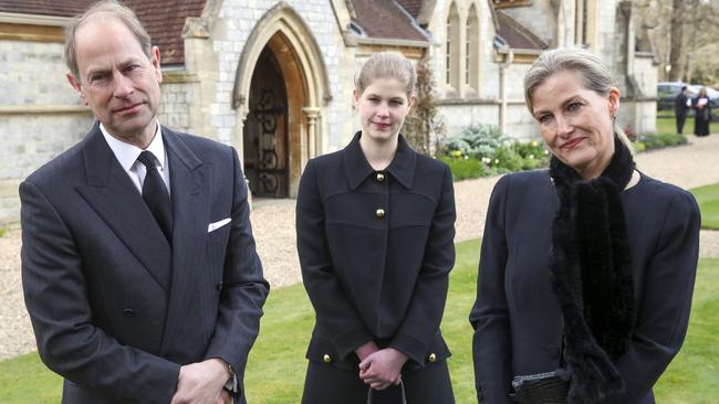 Prince Edward, Earl of Wessex and Sophie, Countess of Wessex with their daughter Lady Louise Windsor (centre). Picture: Steve Parsons/WPA/Getty