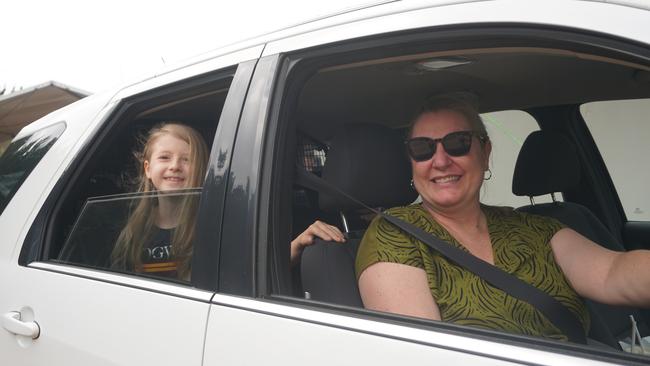 Deb and Augustine Roether from Melbourne on their way to Mount Gambier to reunite with family after a year apart. Picture: Jessica Ball