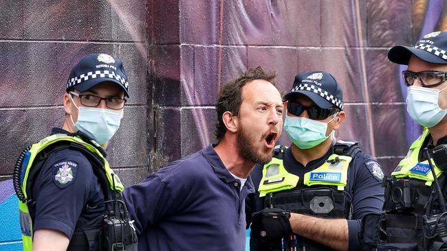 This man was detained then released by police. Picture: NCA NewsWire / Ian Currie