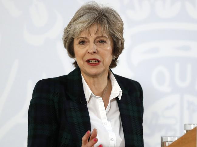 British Prime Minister Theresa May delivers a speech on the government's plans for Brexit at Lancaster House in London on January 17, 2017. Britain will exit the EU's single market when it leaves the bloc because it wants to restrict the arrival of EU immigrants, British Prime Minister Theresa May said on Tuesday. / AFP PHOTO / POOL / Kirsty Wigglesworth