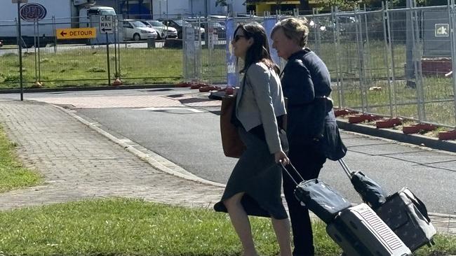 Prosecutors Madeline Wilson and Emily Bill arrive at Devonport Magistrates Court on Thursday morning, ahead of Day 3 of the hearing into the Hillcrest Primary School tragedy. Picture: Simon McGuire