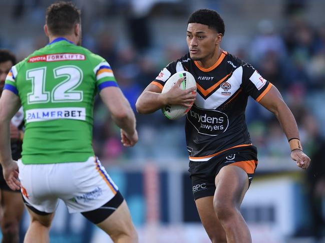 Canberra are trying to lure Wests Tigers winger Junior Tupou to the nation's capital. Picture: NRL Images.