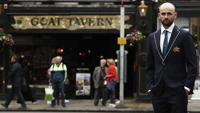 Nathan Lyon outside the Goat Tavern in Kensington. Picture: Getty Images