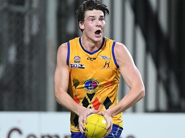 Brodie Newman has been a revelation for Wanderers in the key role of centre half-back.  Picture: Felicity Elliott AFLNT/Media