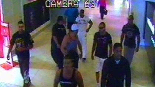 CCTV of bikie gang members at Sydney Airport.