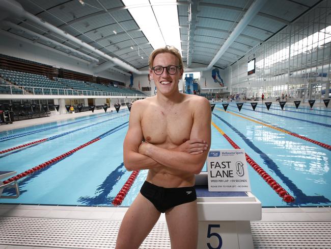 Olympic Gold Medal swimmer Mack Horton is getting an OAM this Australia Day. Mack Horton at MSAC.    Picture: David Caird