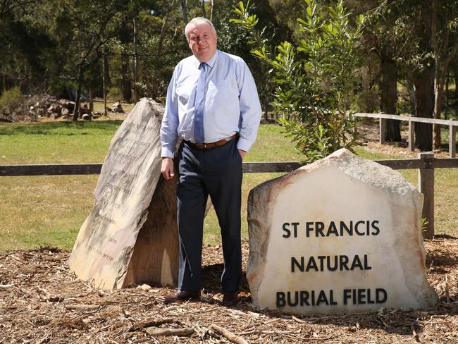 Catholic Cemeteries and Crematoria CEO Peter O’Meara at Sydney Natural Burial Park in Kemps Creek. Picture: Matthew Sullivan