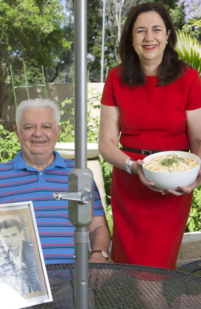 The Premier Annastacia Palaszczuk poses for a photograph with her father Henry at their home in Westlake, October 28, 2017. Picture: Sarah Marshall / AAP