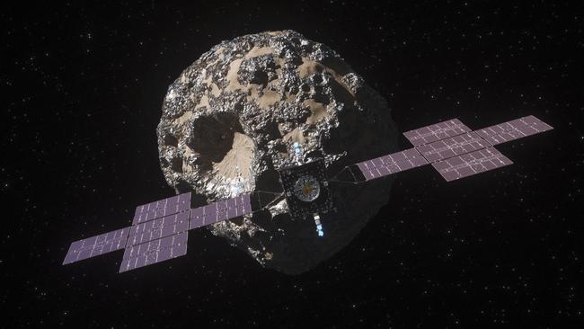 An artist's impression of the asteroid Psyche, which NASA launched a mission to learn more about. Picture: NASA/JPL-Caltech/ASU