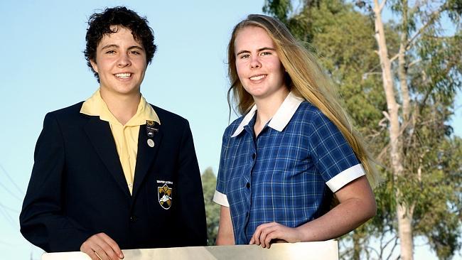 Two Goulburn Valley Grammar School students who have completed a profile on a WWI soldier