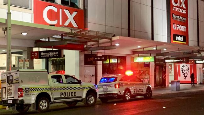 The scene at City Cross where a man was stabbed.