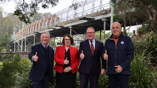 Winston Hills Labor spokesman Peter Primrose, Cumberland Mayor Lisa Lake, Prospect state Labor MP Hugh McDermott and Parramatta Lord Mayor Pierre Esber.