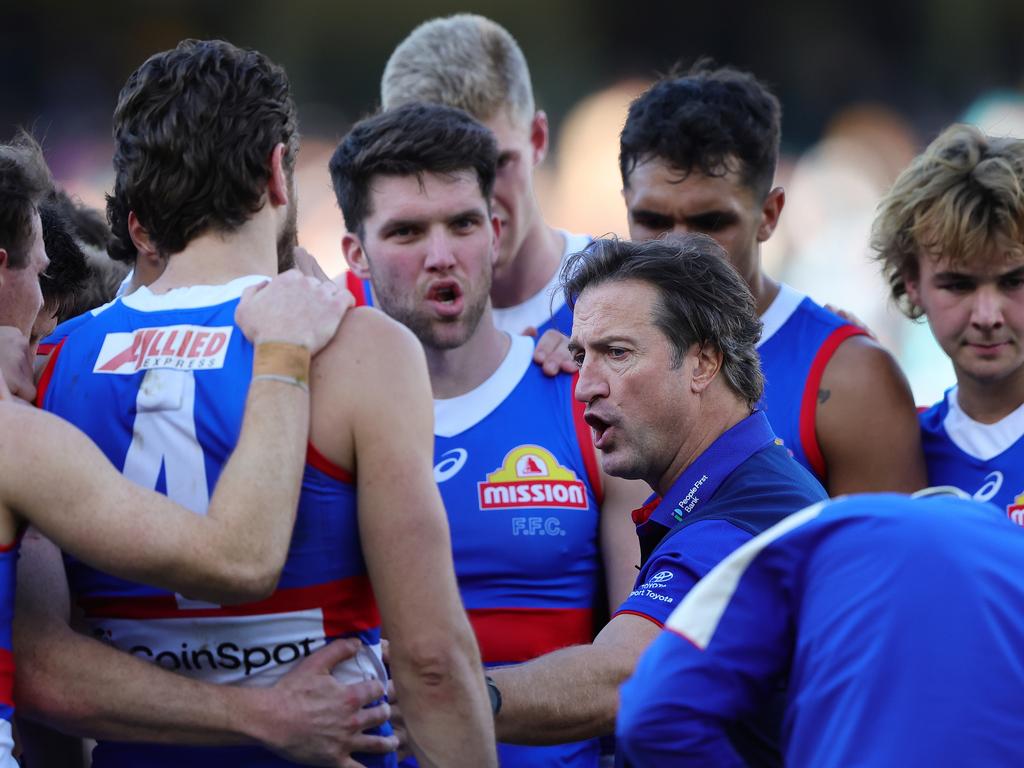 ADELAIDE, AUSTRALIA - JULY 06: Luke Beveridge, Senior Coach of the Bulldogs during the 2024 AFL Round 17 match between the Port Adelaide Power and the Western Bulldogs at Adelaide Oval on July 05, 2024 in Adelaide, Australia. (Photo by Sarah Reed/AFL Photos via Getty Images)