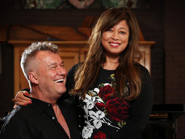 SUNDAY TELEGRAPH - NOT TO BE USED WITHOUT CONSENT FROM JEFF DARMANIN ON PHOTO DESK- Australian rock legend Jimmy Barnes with his wife Jane at their Botany home today.