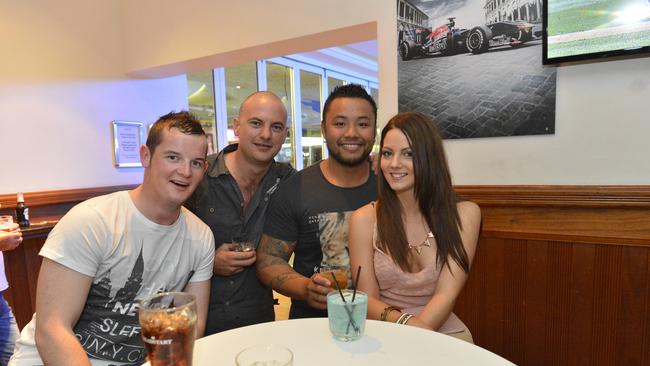 Joel, Josh Pearce, Marko Panovic and Alicia Box at the Grand Hotel, Goondoon Street, Gladstone. Photo Christopher Chan / The Observer