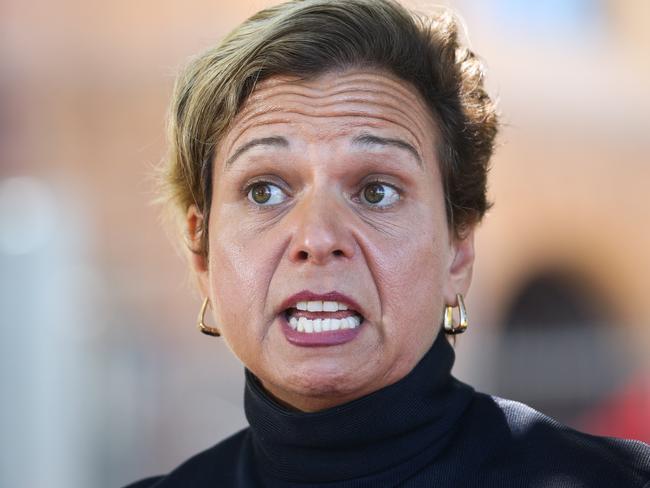 SYDNEY, AUSTRALIA -Newswire Photos JANUARY 25, 2022: Minister for Communications Michelle Rowland addresses the media in a press conference following the National Roundtable on Online Dating safety. Picture NCA Newswire/ Gaye Gerard