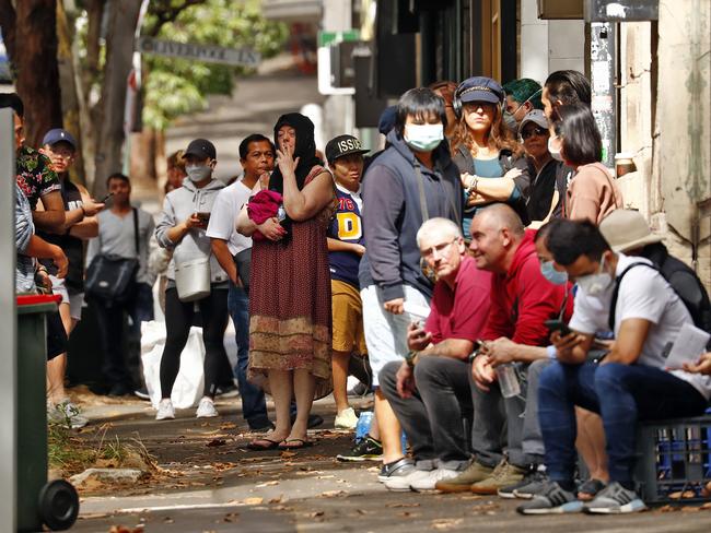 SUNDAY TELEGRAPH - 27/3/20Lines of unemployed people outside Surry Hills Centrelink today as the COVID-19 pandemic causes massive job losses. Picture: Sam Ruttyn