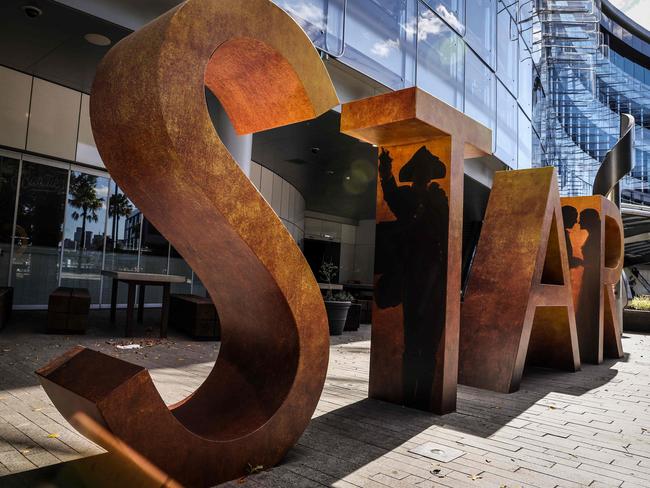 A sign stands outside The Star casino and event centre in Sydney on September 2, 2024. Troubled resort and casino operator Star Entertainment was temporarily delisted from the Australian Securities Exchange on September 2 after failing to post its annual financial results. (Photo by DAVID GRAY / AFP)