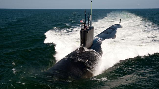 The Virginia-class attack submarine USS California in the Atlantic.