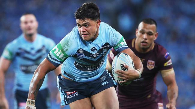 NSW Latrell Mitchell during Game 2 of the State of Origin series between the NSW Blues and Queensland Maroons at the ANZ Stadium, Sydney. Picture. Phil Hillyard