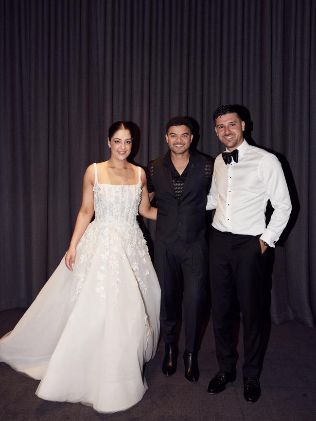 Sara Shahin and Jonas Humaidi were surprised at their reception by wedding singer Guy Sebastian. Picture: Lost in Love Photography