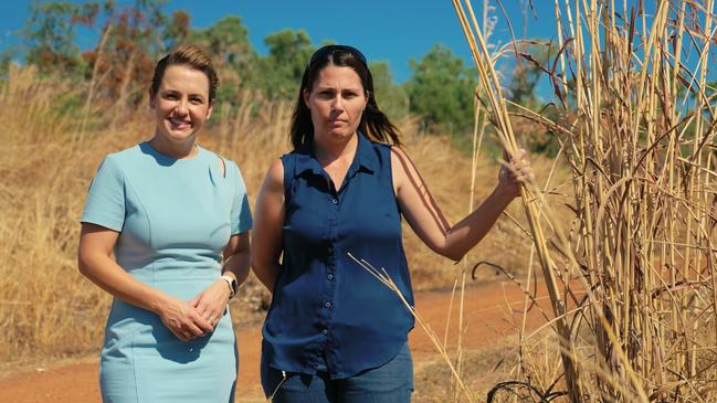 Opposition Leader Lia Finocchiaro with Gamba Grass Roots Alliance volunteer Tiana Bremner. Picture: Supplied