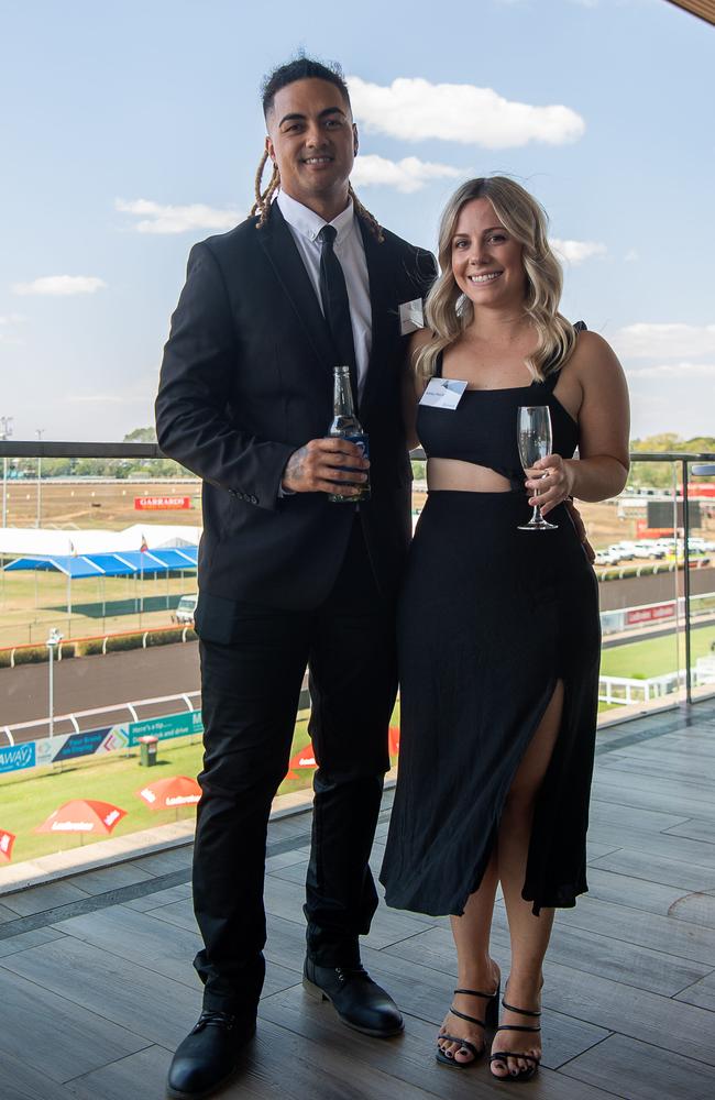 Joe Tuaine and Ashley Petrilli at the 2023 Darwin Derby day. Picture: Pema Tamang Pakhrin