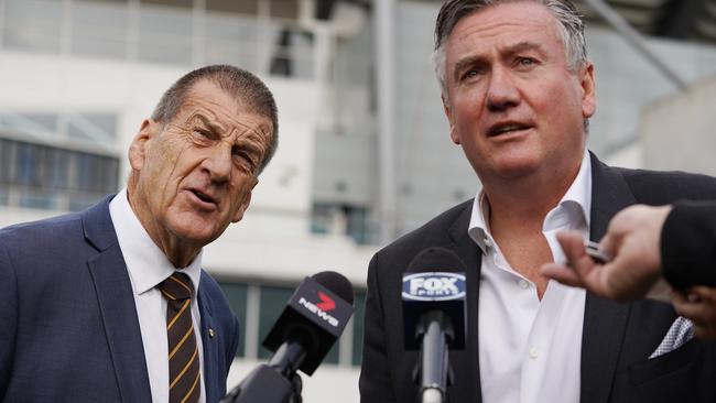 Club president Jeff Kennett and Eddie McGuire haven’t been on the same page. Picture: AAP