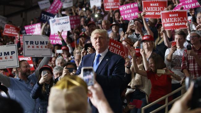 The Republican presidential candidate arrives at a rally in Denver. Picture: AP