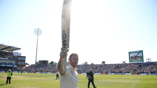 Ben Stokes acknowledges the crowd as he leaves the ground after sealing victory for England. Picture: Getty Images