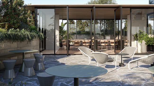 An artist's impression of outdoor meeting spaces which will be built at Chadstone's One Middle Road office tower. Supplied artist impression.