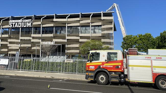 An electrical fire has been reported in the roof of the Sunshine Coast Stadium.